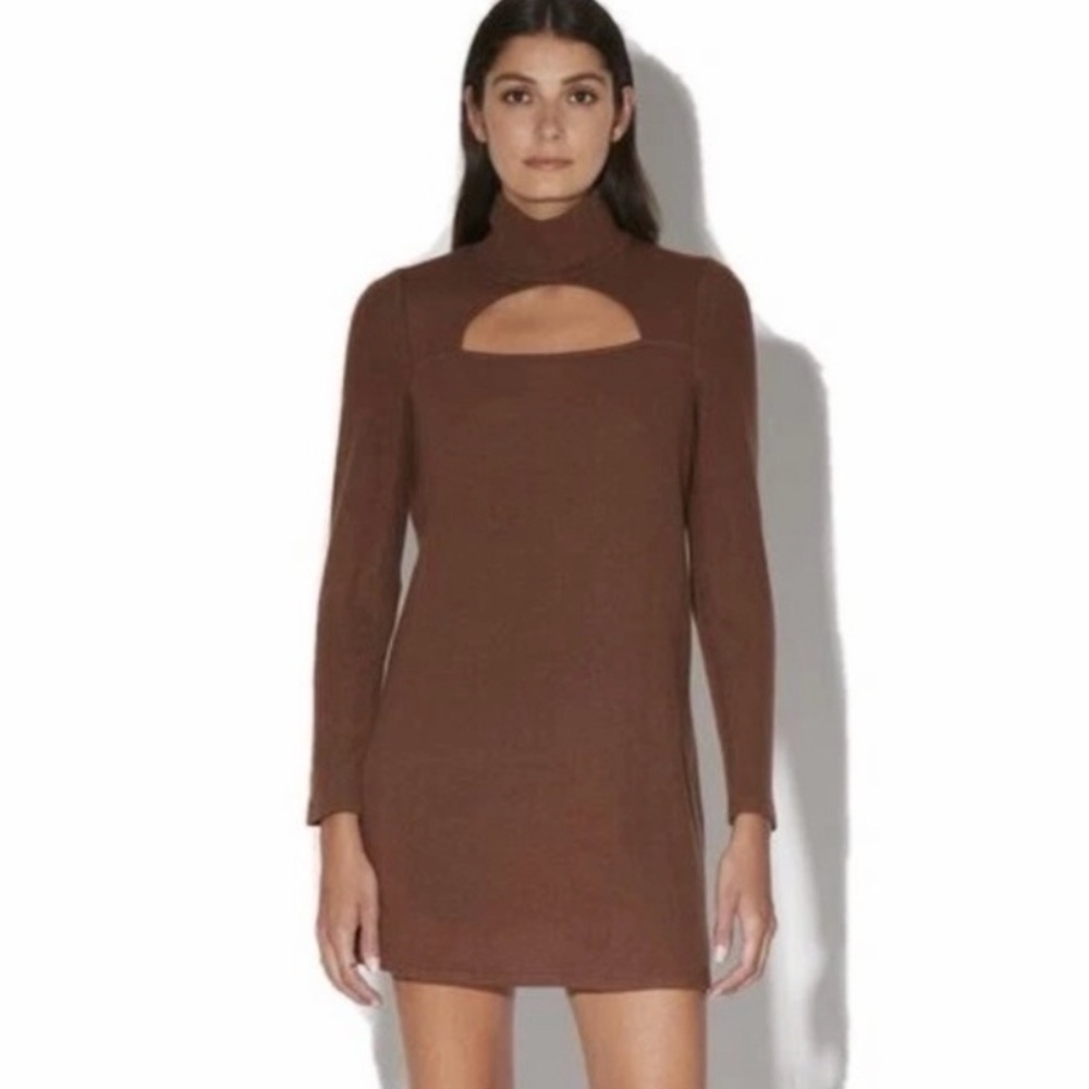 Walter Baker Chocolate Cut-Out Long-Sleeve Sweater Dress